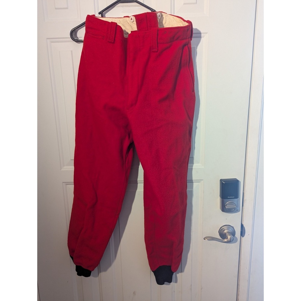 Chippewa Falls Woolen Mill Solid Red Hunting Pants Vintage 1950's 32x34